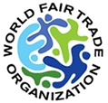 World Fair Trade Organization (WFTO) logo in blue, green and black